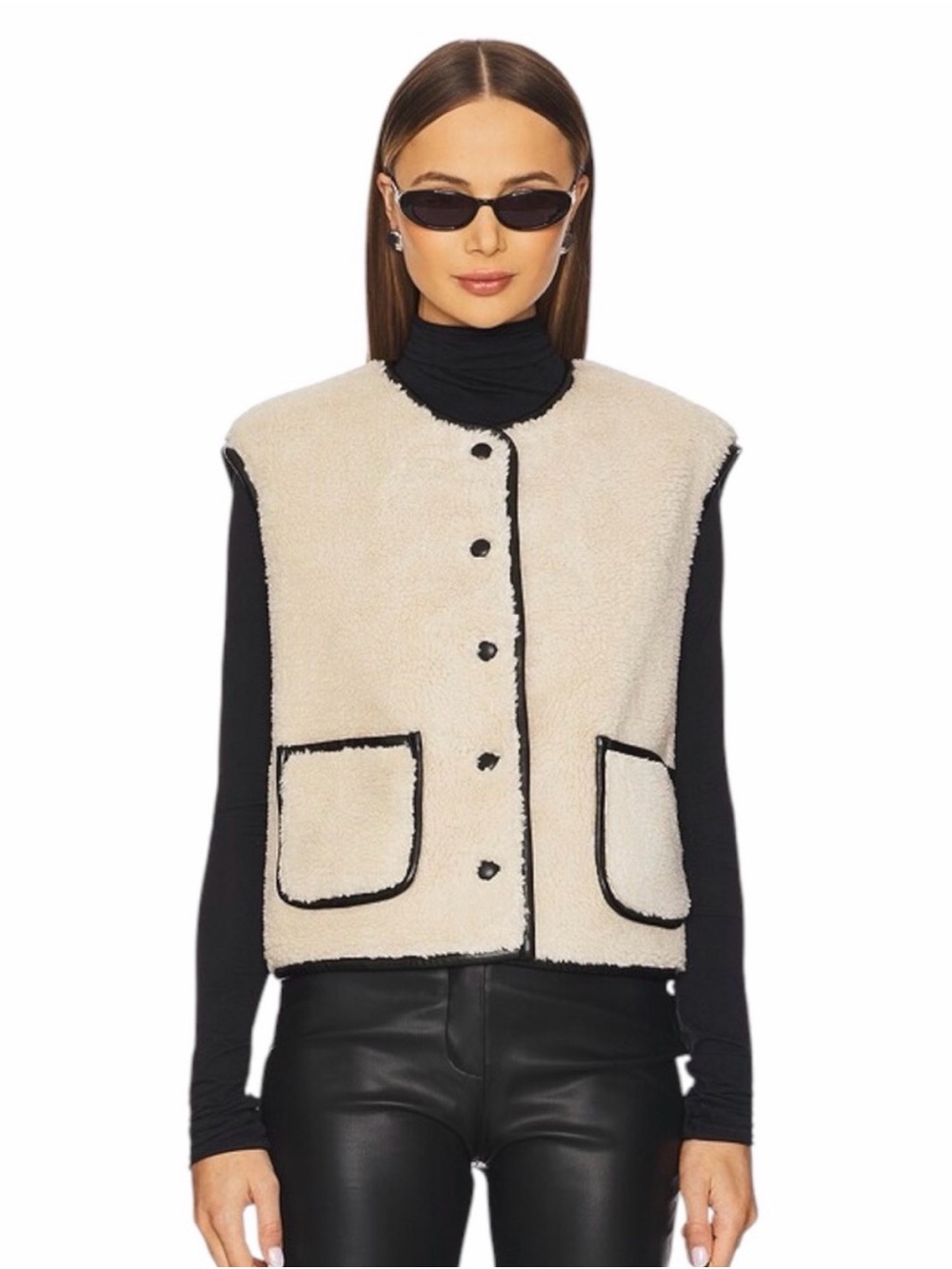 Faux Fur Vest WeWoreWhat - Reversible Cream & Black